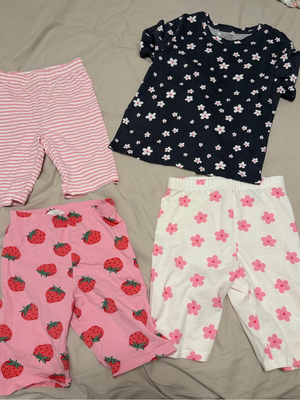 Girls Biker Shorts and Floral Tee